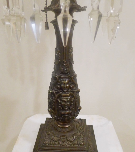 067e - Ornate Heavy Bronze Based Astral Lamp, Height 26 In.