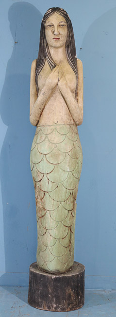 140a - Solid wood mermaid, 75.5 in. T.