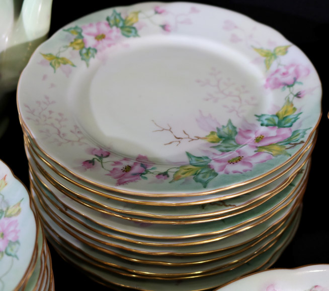 199f - 67 pieces of hand painted china, Apple blossom pattern