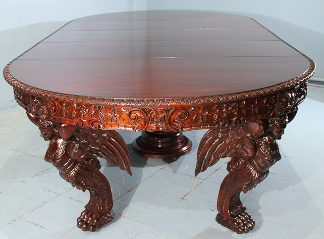 080g - Magnificent heavily carved 60 in. dining table