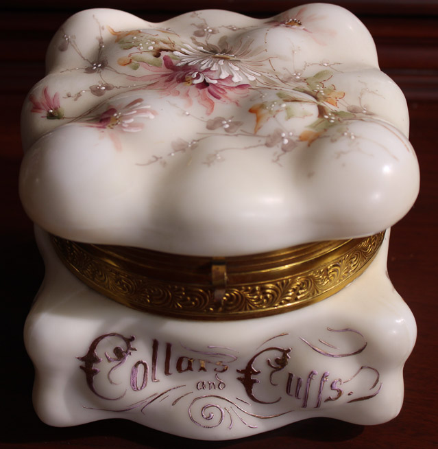 186a - Wave crest collar box with hand painted roses