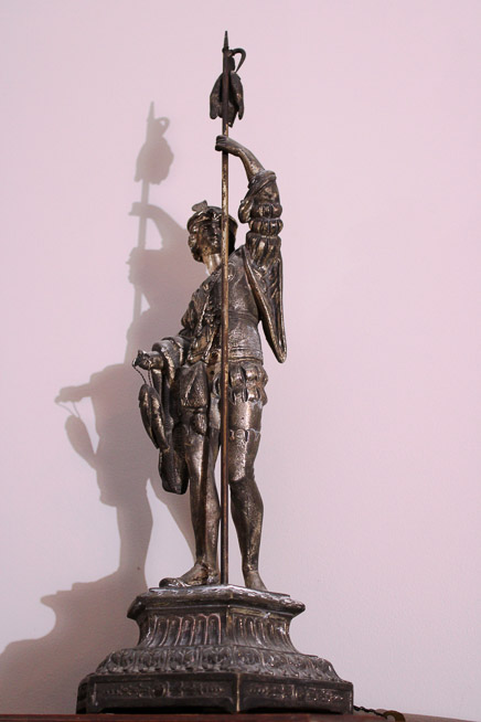 315a - Pair of metal soldier statues, 22 in. T.