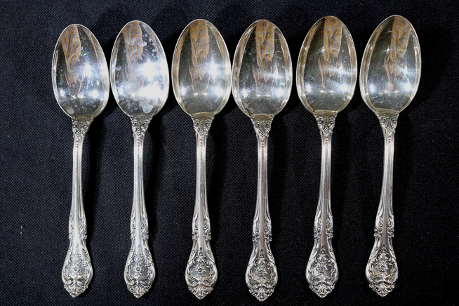 014a - 6 pieces of Gorham sterling flatware, King Edward tea or coffee spoons