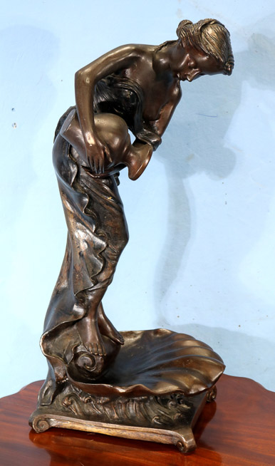 023a - Bronze figural fountain signed Carlier, 23 in. T.