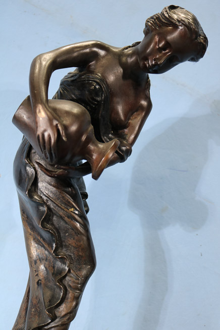 023b - Bronze figural fountain signed Carlier, 23 in. T.