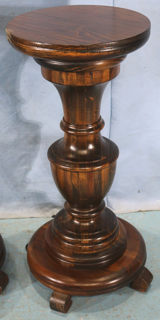 029b - Pair of oak Empire pedestals, 30.5 in. T, 14 in. W.