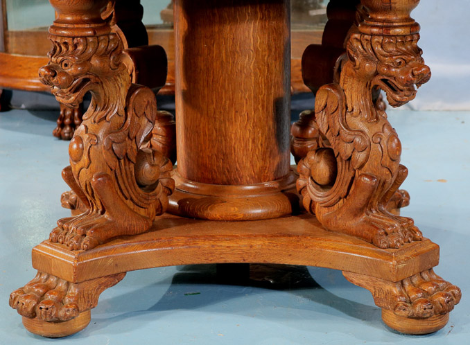 080g - Oak heavily carved dining room suite-15