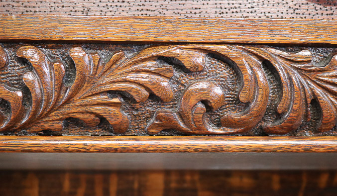 080n - Oak heavily carved dining room suite-15