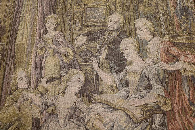 208b - French tapestry in gold frame, 46 x 34-22