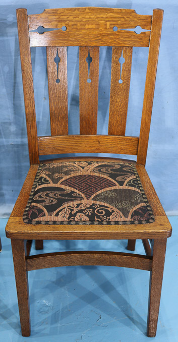 320c - Pair of quarter sawn mission oak chairs-22