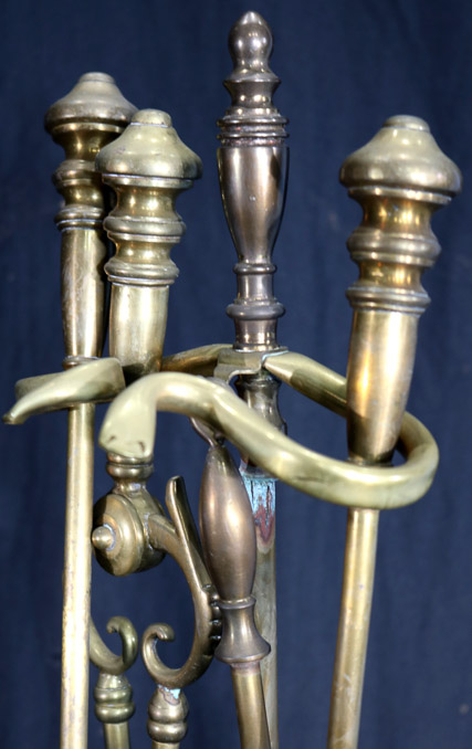 397c - Old brass fireplace tools from estate-7