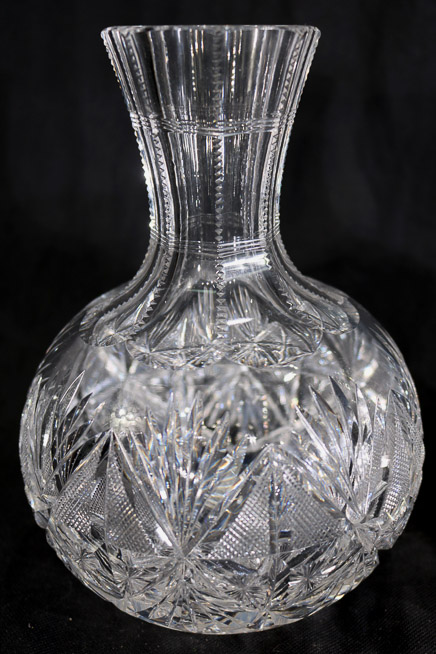 173b - 2 brilliant cut glass carafes, 8 in. T.