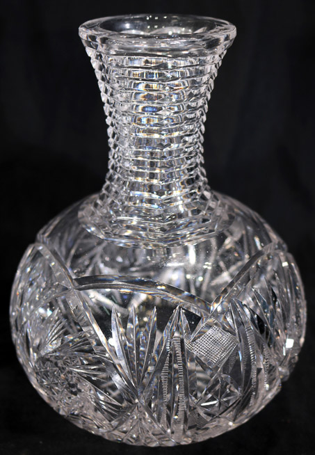 173c - 2 brilliant cut glass carafes, 8 in. T.