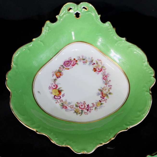 255c - 10 pieces of lime green Old Paris china