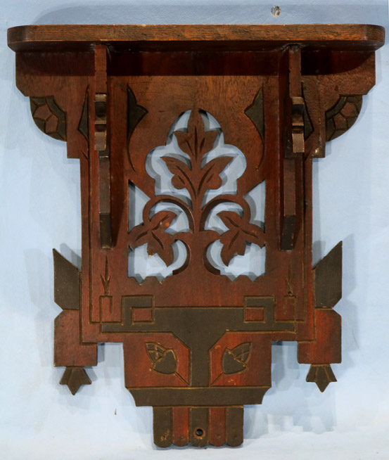 375a - Small walnut Eastlake clock shelf, 11 in. W.-11