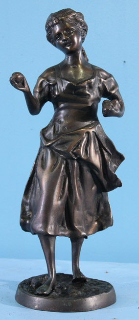 086b - Cast Metal Statue of Maiden, 16 in. T