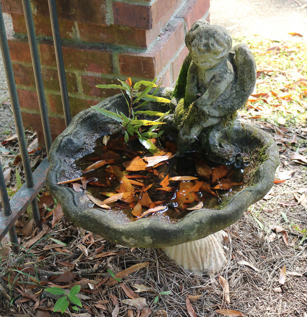 413a - Small concrete bird bath with an angel