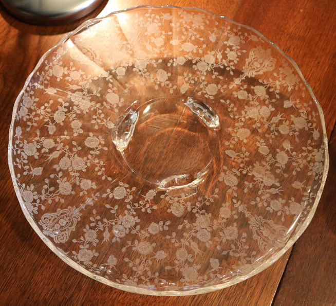 428a - Footed Rosepoint crystal tray