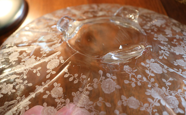 428c - Footed Rosepoint crystal tray