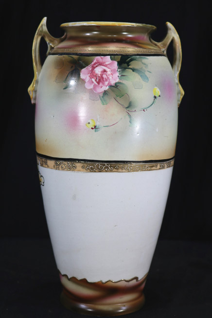 410b - Hand painted Nippon vase, 13 in. T.-6