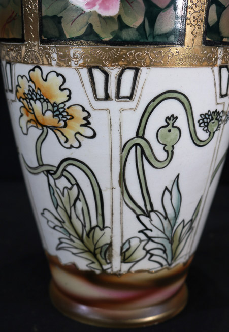 410c - Hand painted Nippon vase, 13 in. T.-6