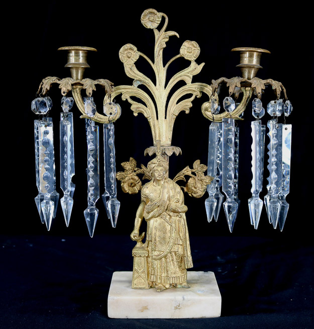 442a - Brass and marble Victorian Girandole-6