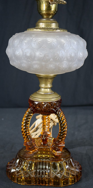 447b - White lamp with amber base, 23 in. T.-6