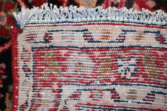 237d - Antique Persian runner, red, black and pink,