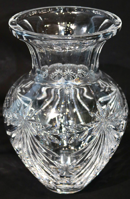 294a - Large heavy cut lass vase, 13 in. T.