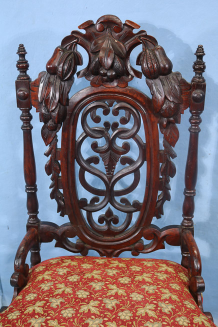 008b - Walnut heavily pierced carved back music chair, 38 in. T, 20.5 in. W, 18 in. D.-28