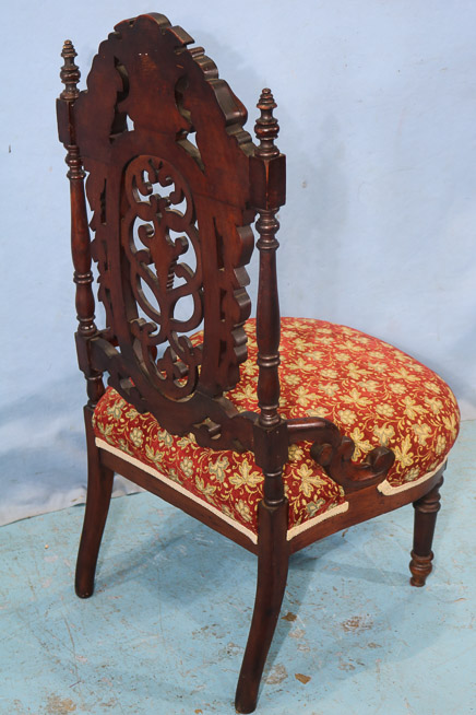 008c - Walnut heavily pierced carved back music chair, 38 in. T, 20.5 in. W, 18 in. D.-28