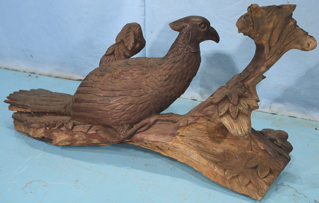 017g - Victorian carving of pheasant from a single log-28