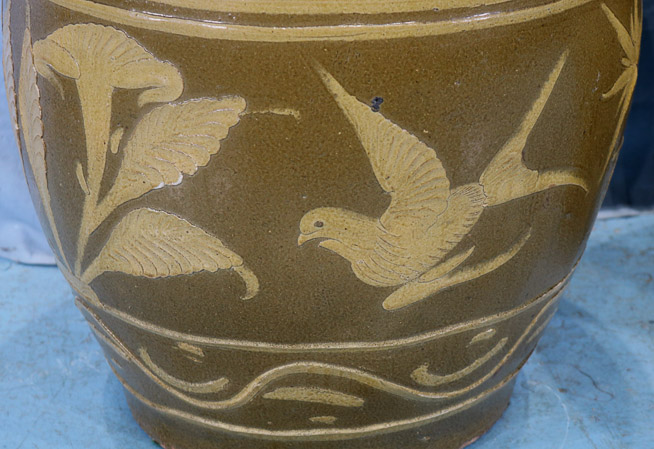 019c - Pair of antique Oriental concrete dragon pots, 19 in. T, 19 in. Dia.-28
