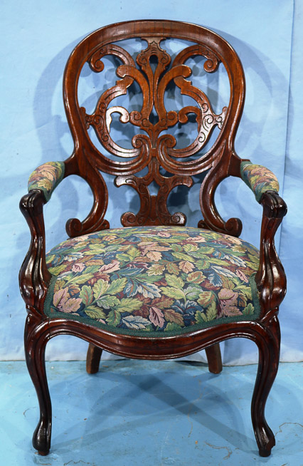 022a - Rosewood laminated parlor arm chair by George Henkel, 23 in. W, 21 in. D, 37 in. T.-28
