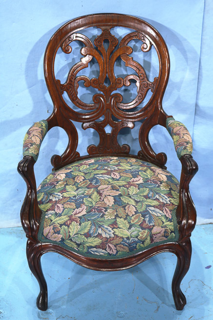 022b - Rosewood laminated parlor arm chair by George Henkel, 23 in. W, 21 in. D, 37 in. T.-28