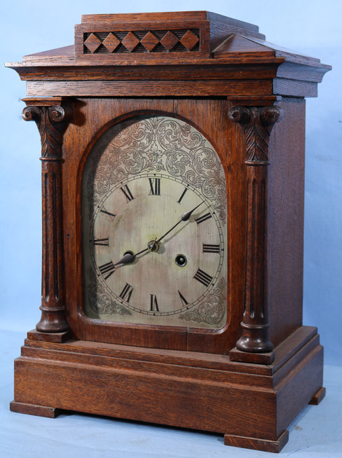 041b - Oak carriage clock, 16.5 in. T, 11.5 in. W, 7.5 in. D.-28