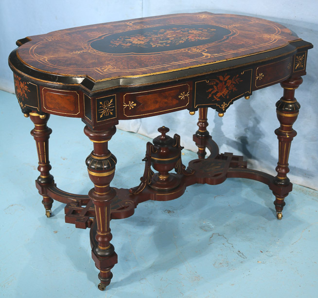 052d - Renaissance revival center table by Pottier and Stymus, 30 in. T, 25 in. W, 29 in. D.-28