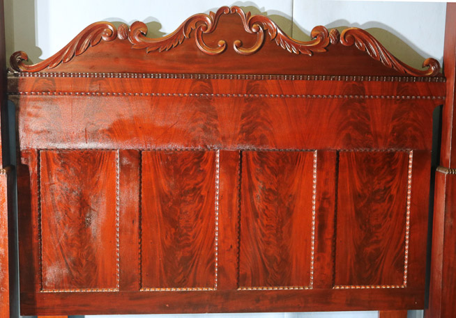 074d - Flame Mahogany empire full tester plantation bed, 9 in. T, 72 in. L, 64 in. W.-17