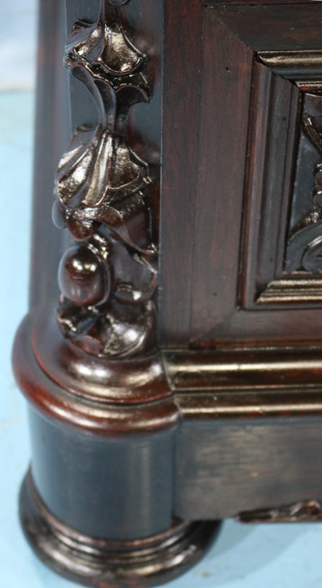 083j - Rosewood rococo heavily carved marble top dresser by P. Mallard with original finish and pure white marble, 92 in. T, 48 in. W, 24 in. D.-28