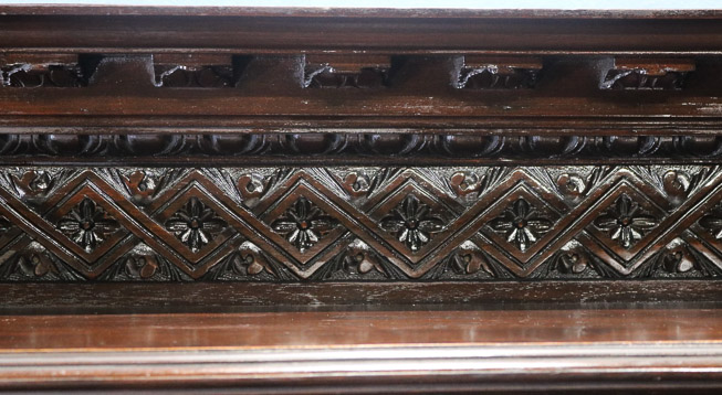 087k - Smaller European mahogany carved sideboard, 70 in. T, 83.5 in. W, 25.5 in. D.-28