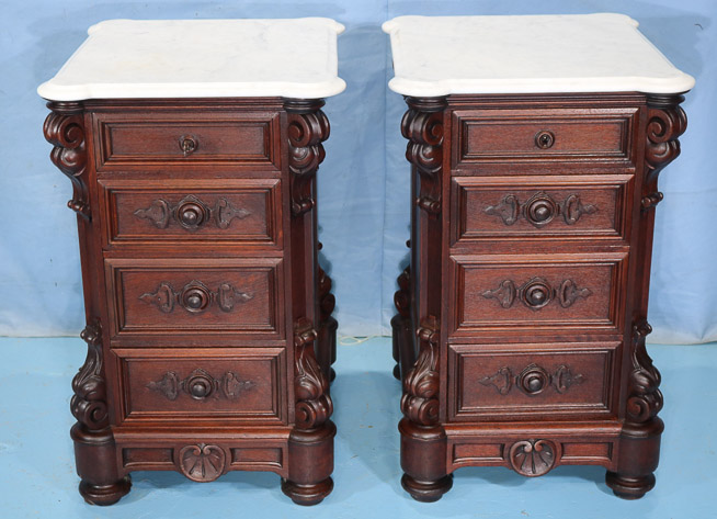 092a - Pair of completely original walnut bedside stands, finished all over, 31 in. T, 21 in. W, 23 in. D.-22