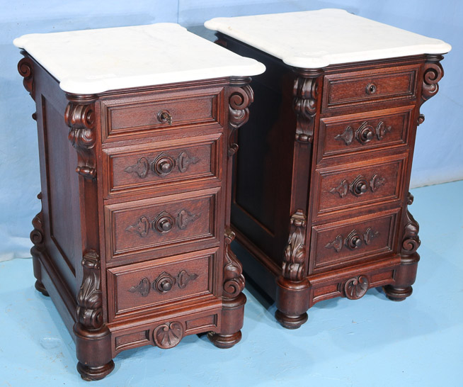 092b - Pair of completely original walnut bedside stands, finished all over, 31 in. T, 21 in. W, 23 in. D.-22