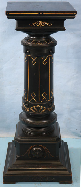 103a - Completely original Renaissance Revival ebonized pedestal with revolving top, 39 in T, 14 in. Sq.-22