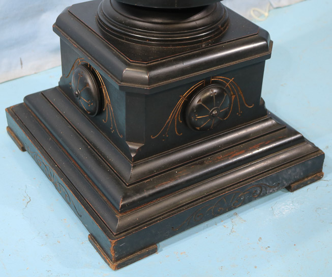 103c - Completely original Renaissance Revival ebonized pedestal with revolving top, 39 in T, 14 in. Sq.-22