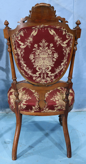 109b - Pair of rosewood parlor side chairs with carved crown, 40 in. T, 21 in. W, 20 in. D.-28