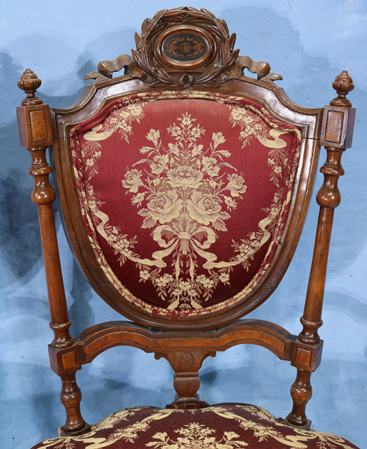 109d - Pair of rosewood parlor side chairs with carved crown, 40 in. T, 21 in. W, 20 in. D.-28