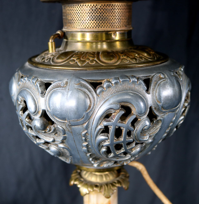 261d - Pewter and onyx banquet lamp, 30 in T.-22