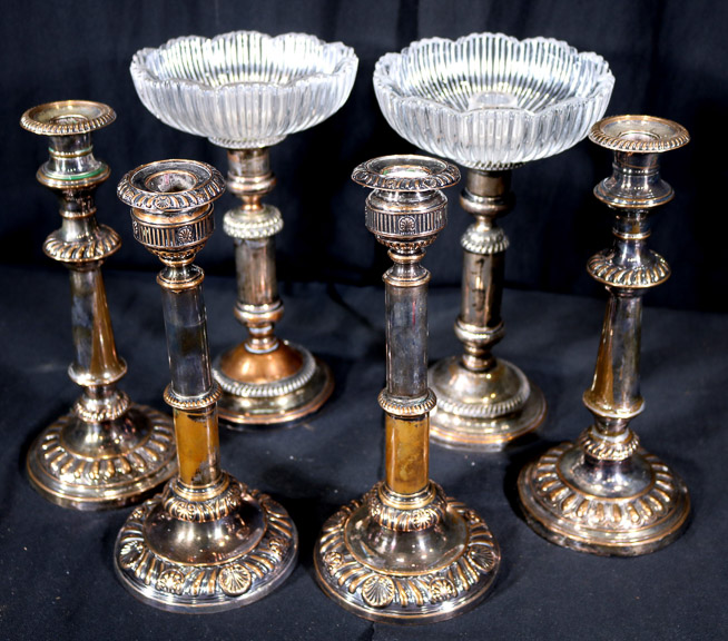 397a - 6 silver-plate over copper candle sticks-14