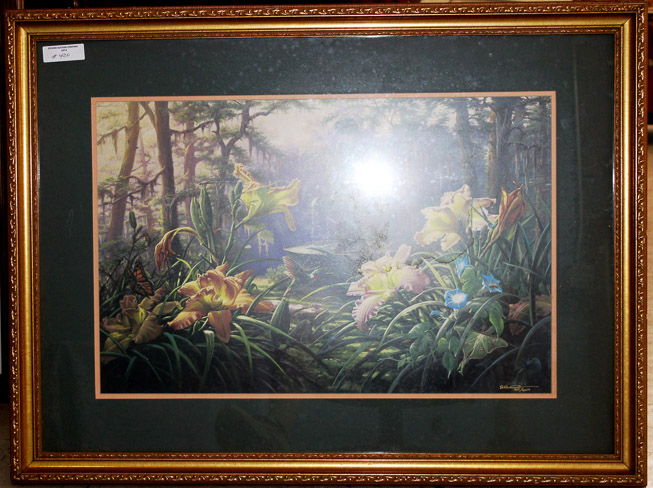 420a - Professionally framed and matted print of Louisiana garden