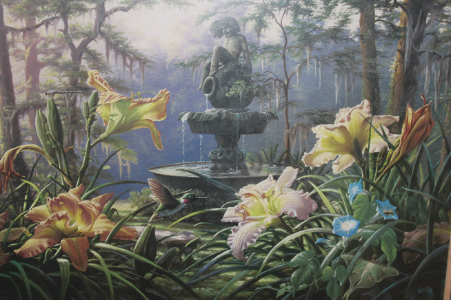 420b - Professionally framed and matted print of Louisiana garden